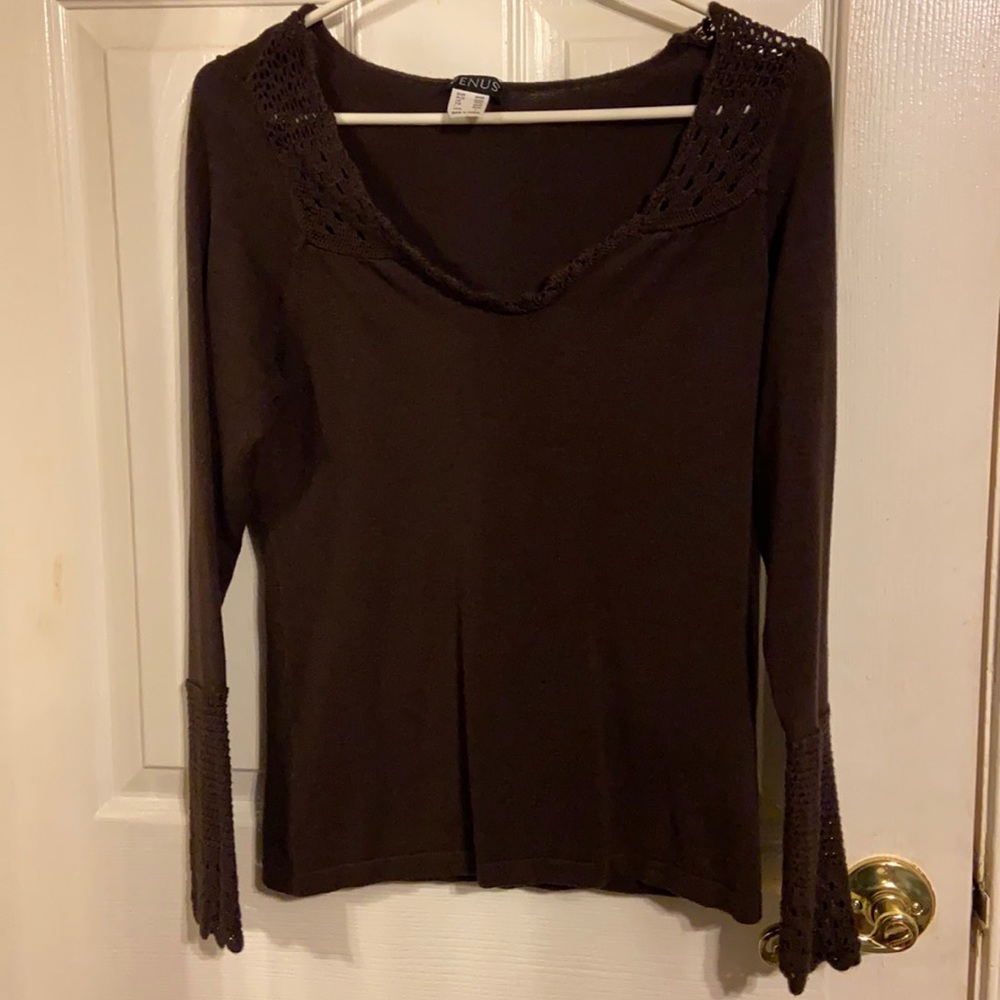 Woman’s Brown sweater top with bell sleeve